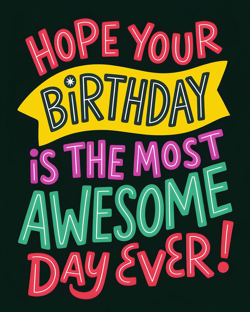 Card design "Bright type - group birthday ecard"