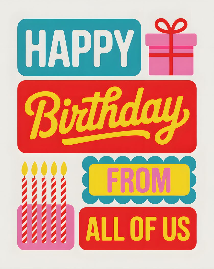 Card design "Bright and Blocky - group birthday ecard"