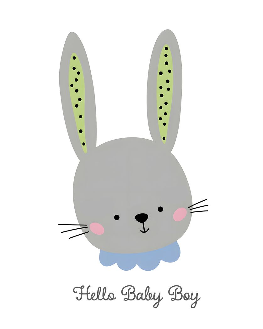 Card design "Blue Bunny - group new baby ecard"