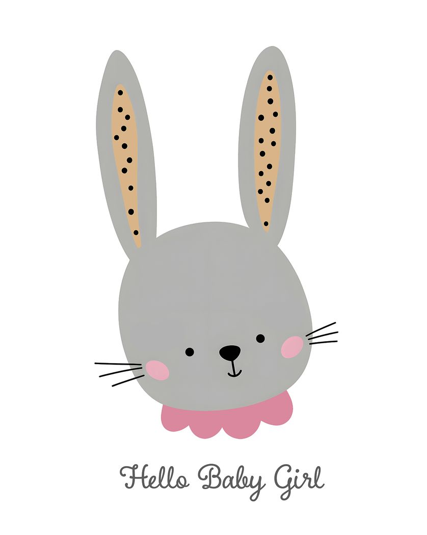 Card design "Pink Bunny - group new baby ecard"