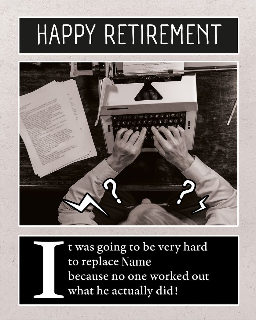 Card design "Mystery Man - group retirement ecard"