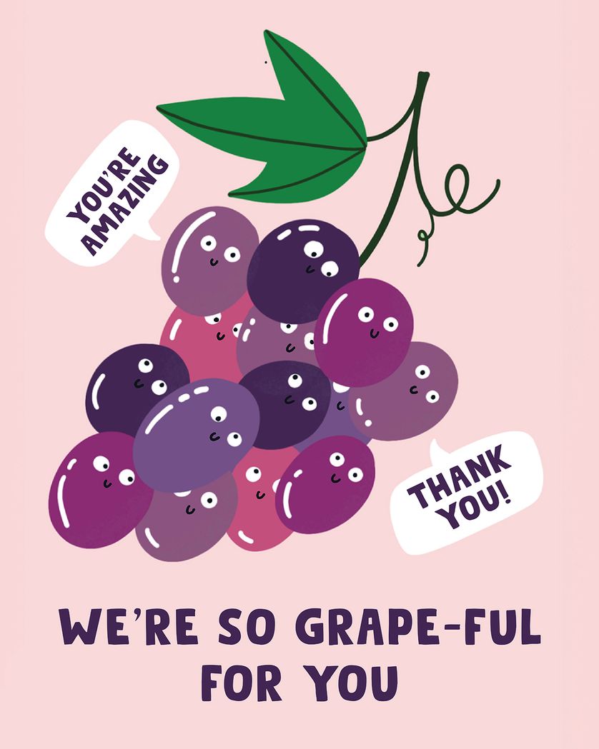 Card design "Grape-ful - group thanks ecard"