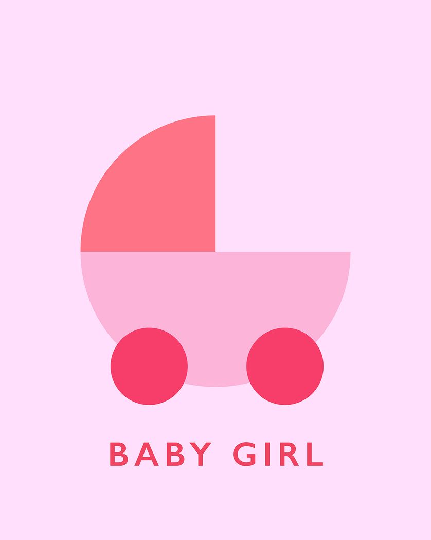 Card design "Geo pram - group baby ecard"
