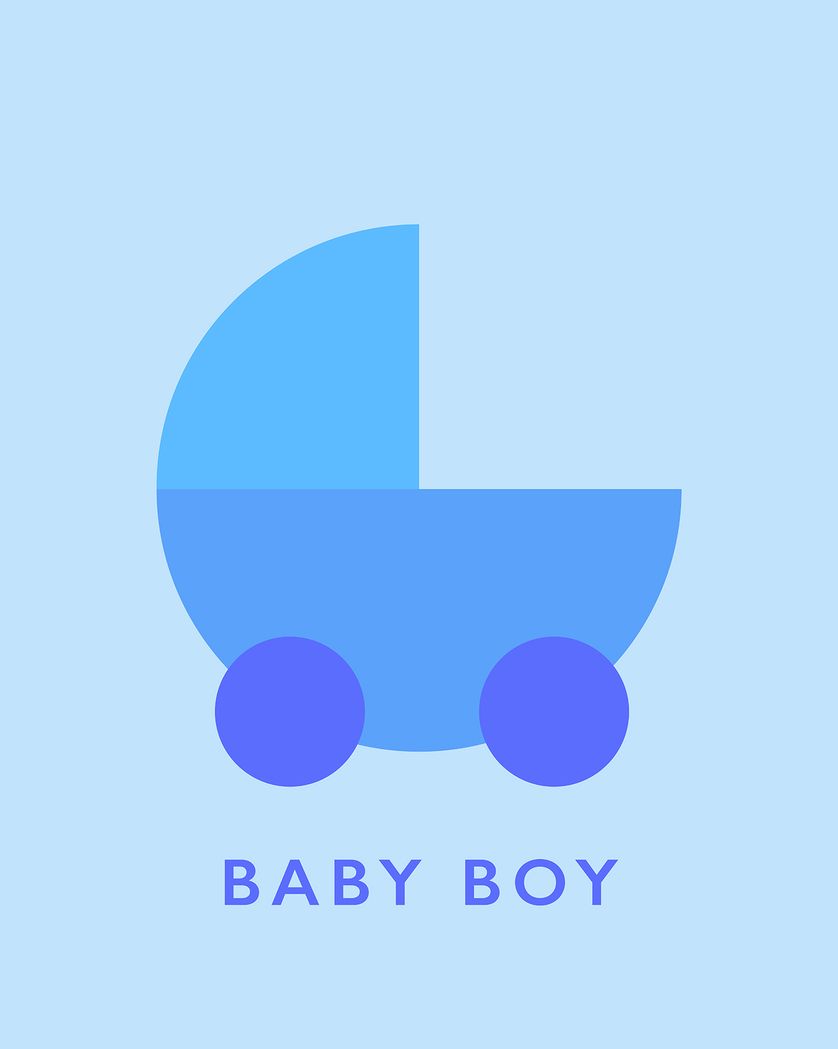 Card design "Geo pram - group baby ecard"