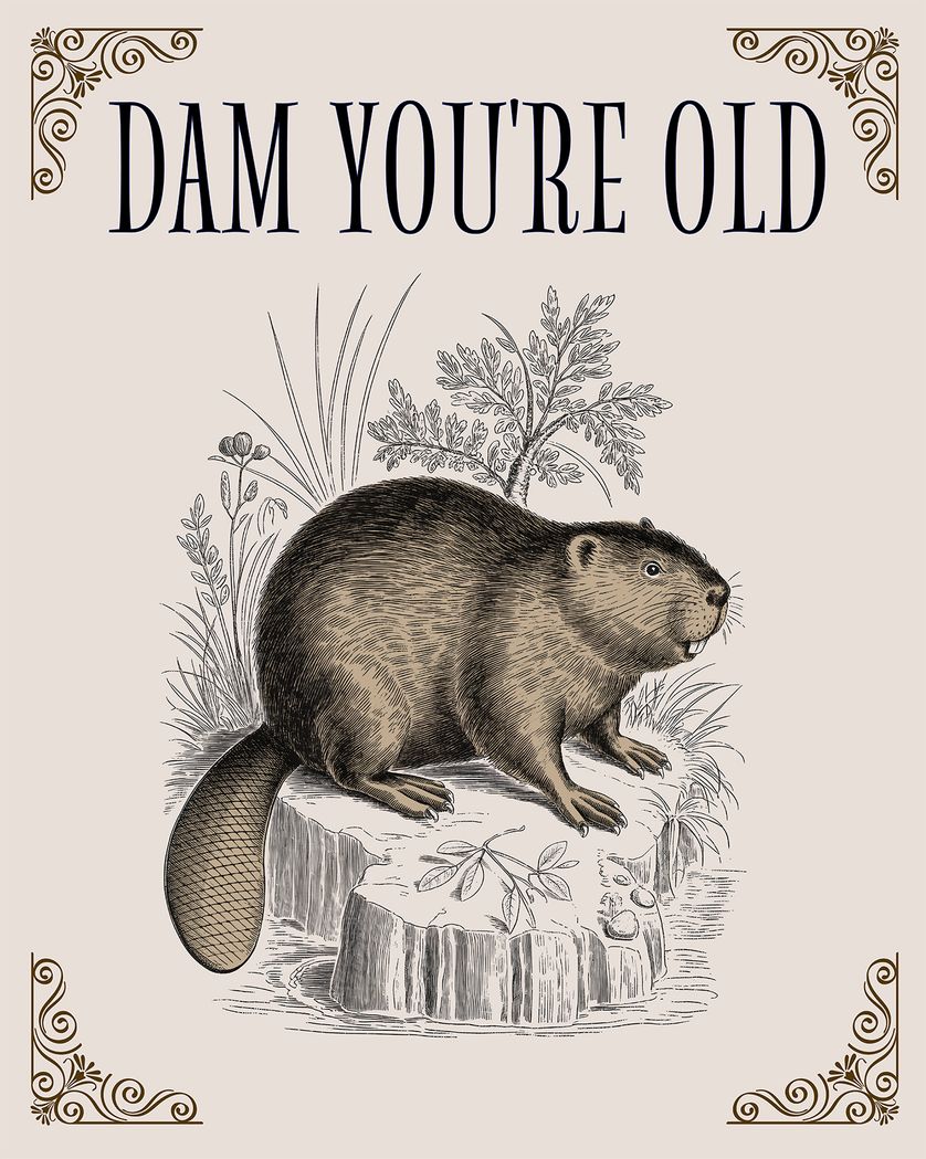 Card design "Old Beaver - group birthday ecard"