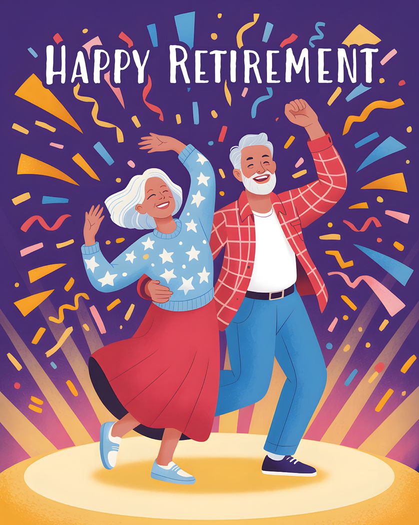 Card design "Golden groove - group retirement ecard"