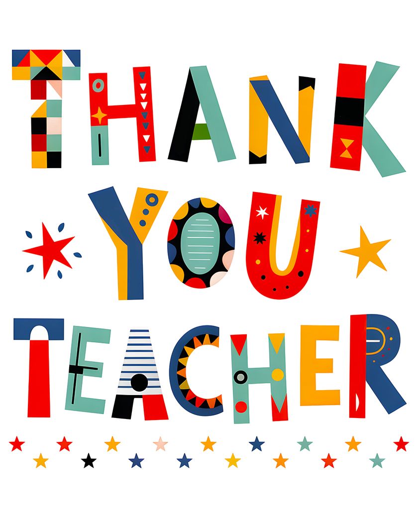 Card design "Jazzy Words - group teacher thank you ecard"