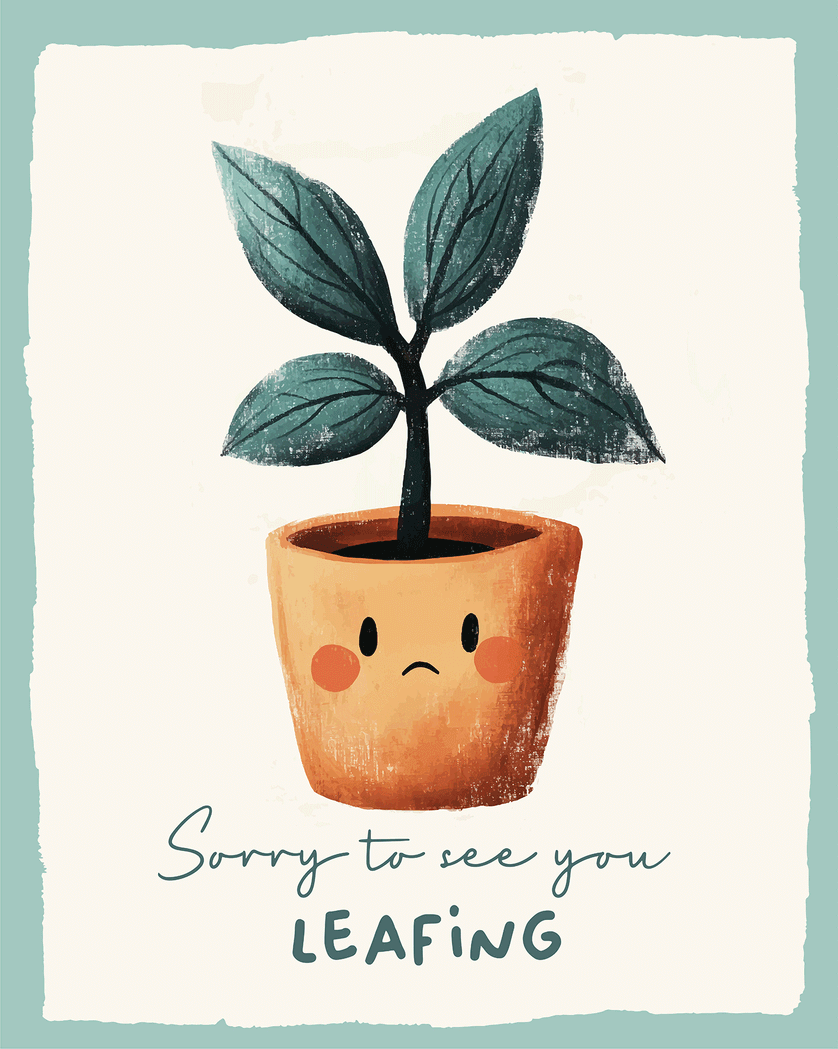 Card design "Sad plant - group leaving ecard"