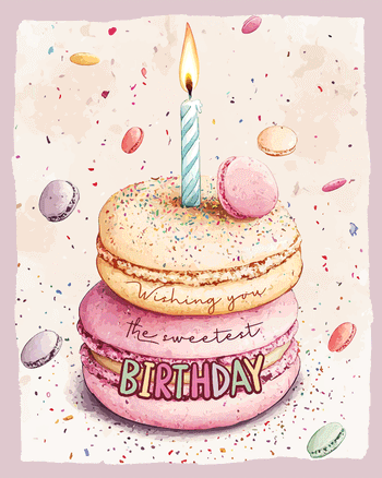 Use Macaroon tower - group birthday ecard