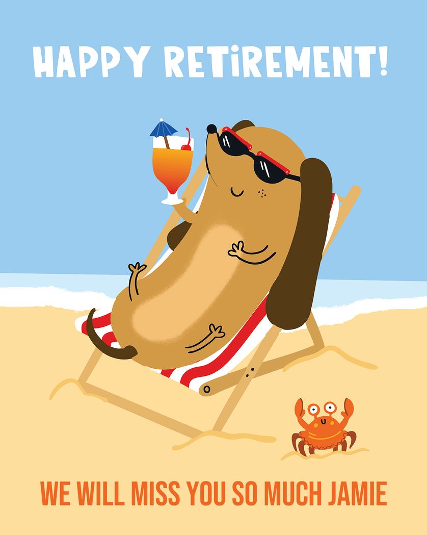 Card design "Hot Dog - Group Retirement ecard"