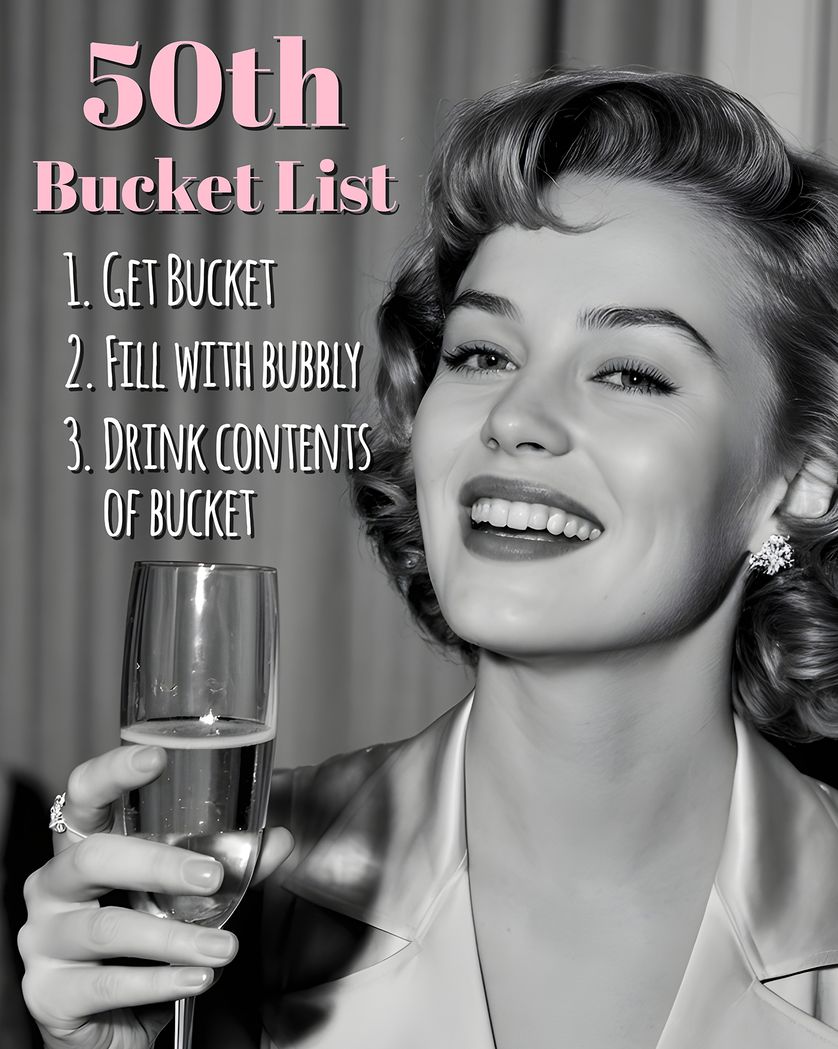 Card design "Bucket List - group 50th Birthday ecard"
