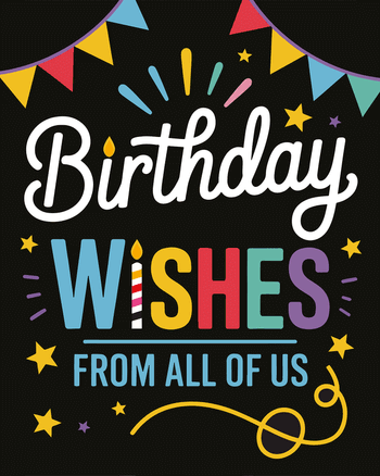Use Black and Bright - group birthday ecard