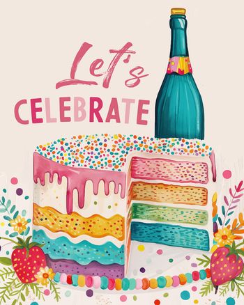 Use Rainbow cake - group birthday ecard