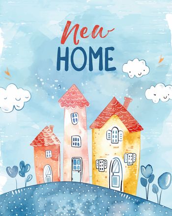 Use watercolour avenue - group new home ecard