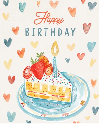 Use Strawberry cake - group birthday ecard