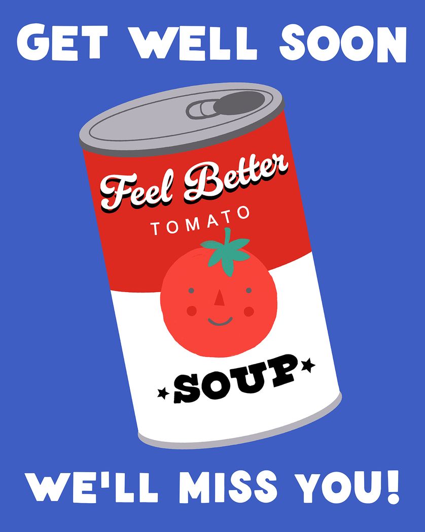 Card design "Feeling Souper - group Get Well ecard"