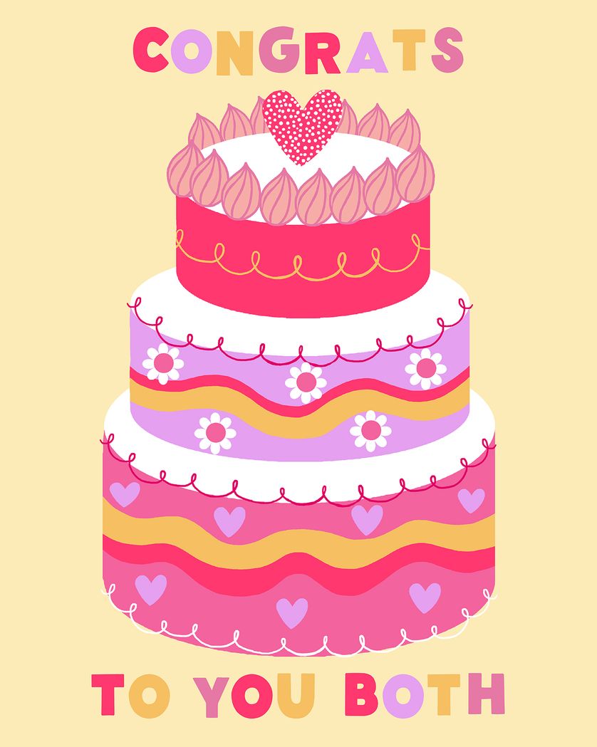 Card design "Pink Wedding Cake - group congrats ecard"