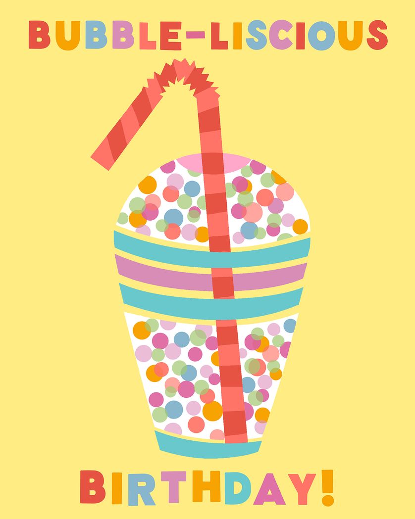 Card design "Bubble tea - group Birthday ecard"