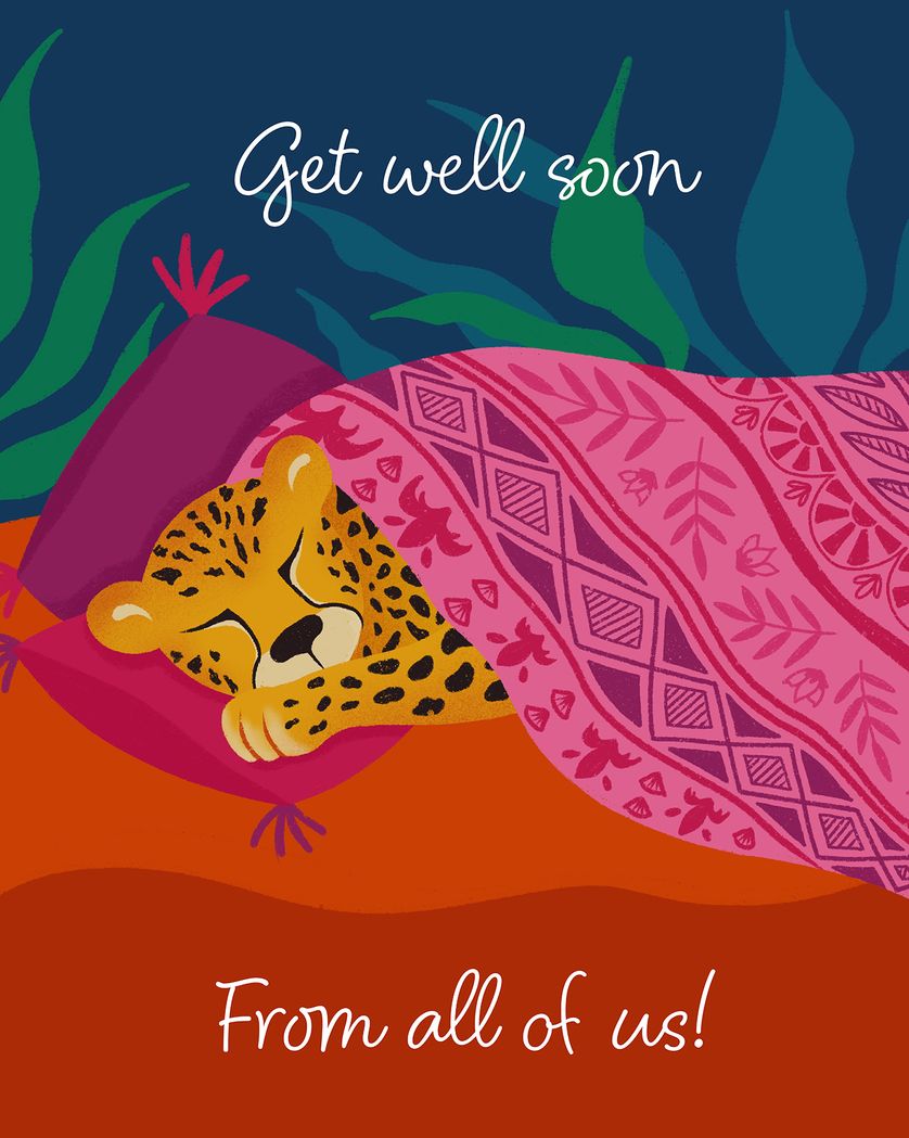 Card design "Sleepy cheetah - group get well ecard"