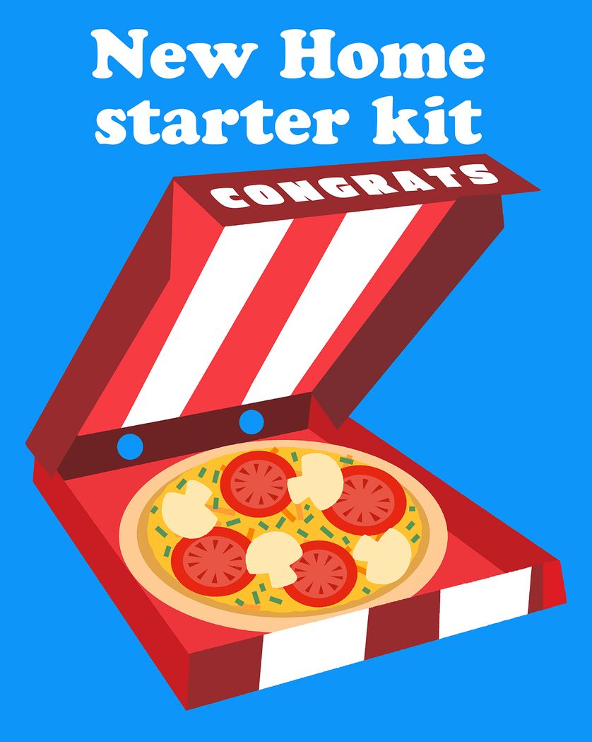 Card design "Pizza time - group new home ecard"