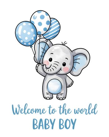 Use Tiny elephant - group new baby ecard