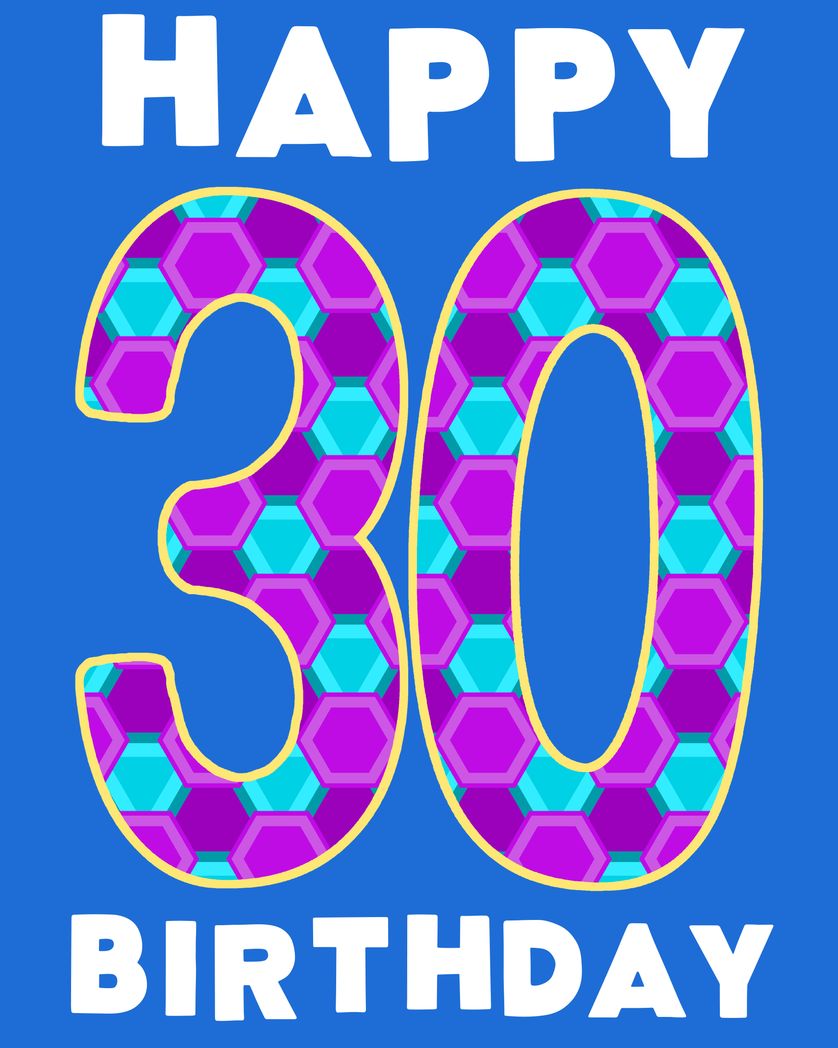Card design "Big bold number - group 30th birthday ecard"