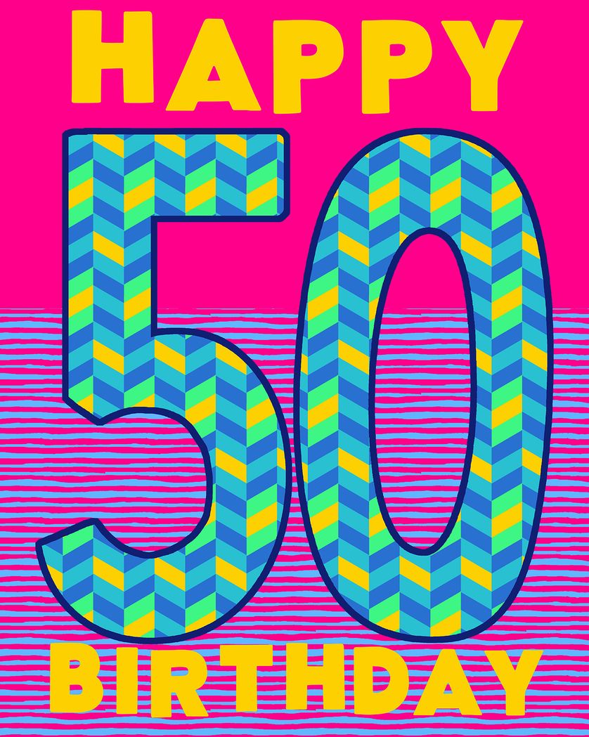 Card design "Big bold number - group 50th birthday ecard"