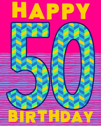 Use Big bold number - group 50th birthday ecard