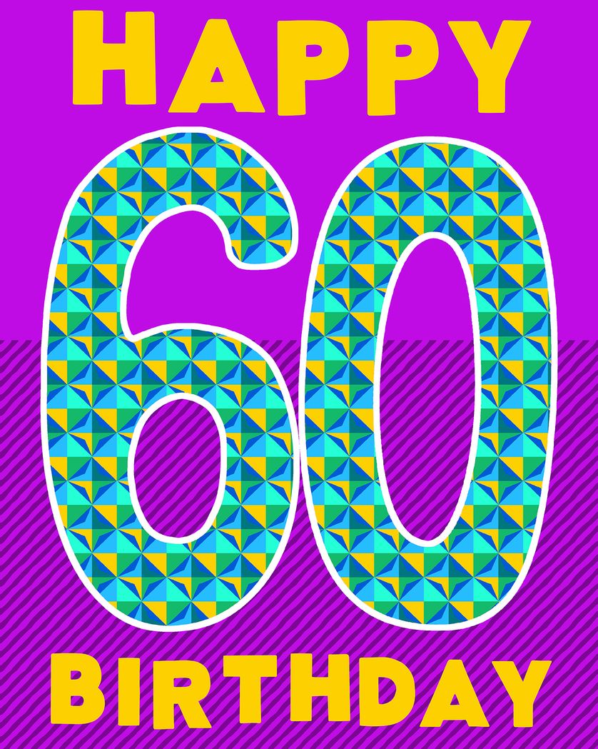 Card design "Big bold number - group 60th birthday ecard"