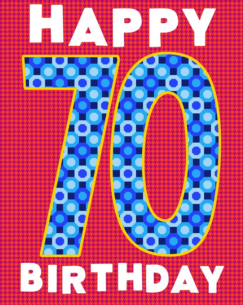 Card design "Big bold number - group 70th birthday ecard"