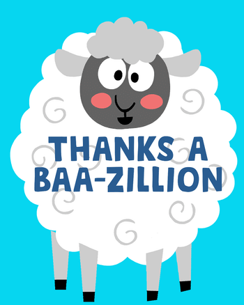 Use Baa baa thank you - group ecard