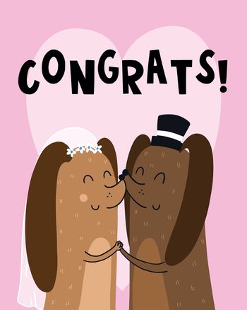 Use Puppy love - group wedding ecard