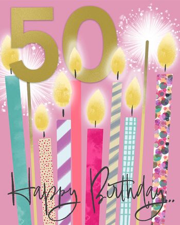 Use Golden number - group 50 Birthday ecard
