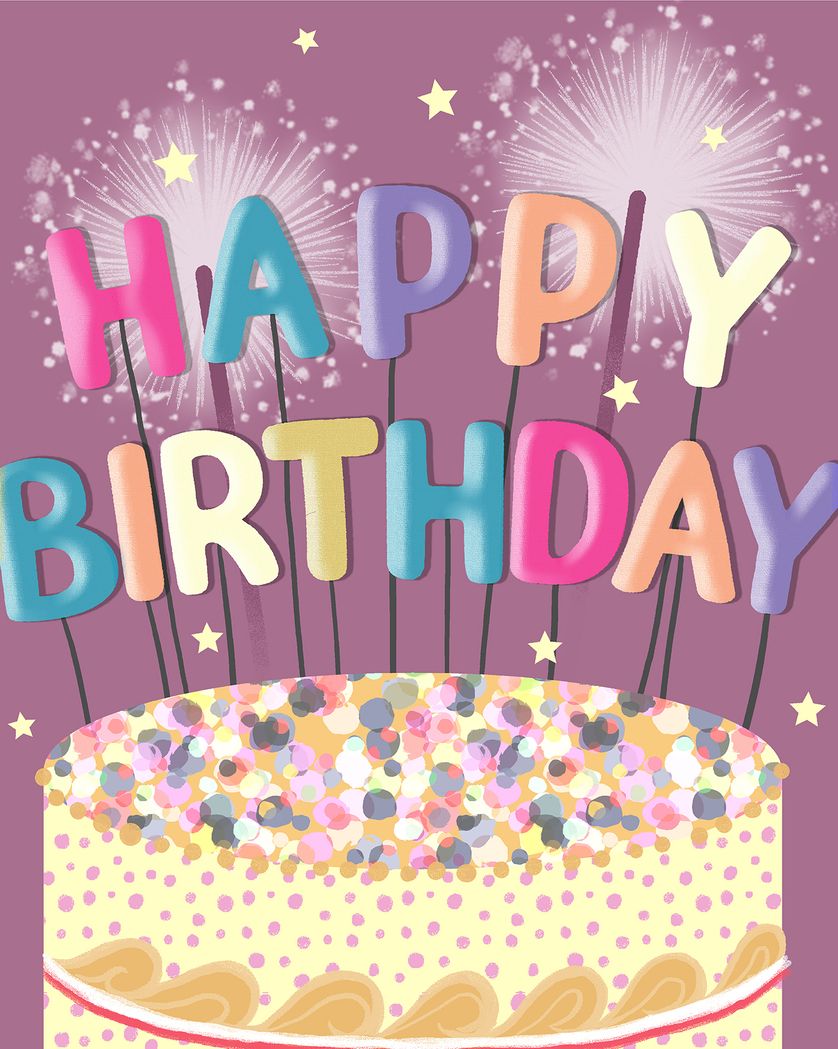 Card design "Birthday Candles - group Birthday ecard"