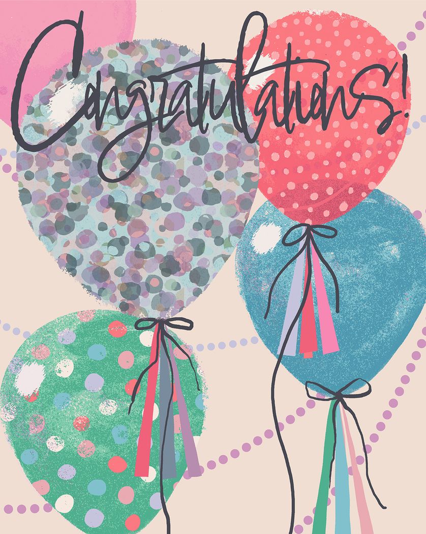 Card design "Beautiful Balloons - group congratulations ecard"