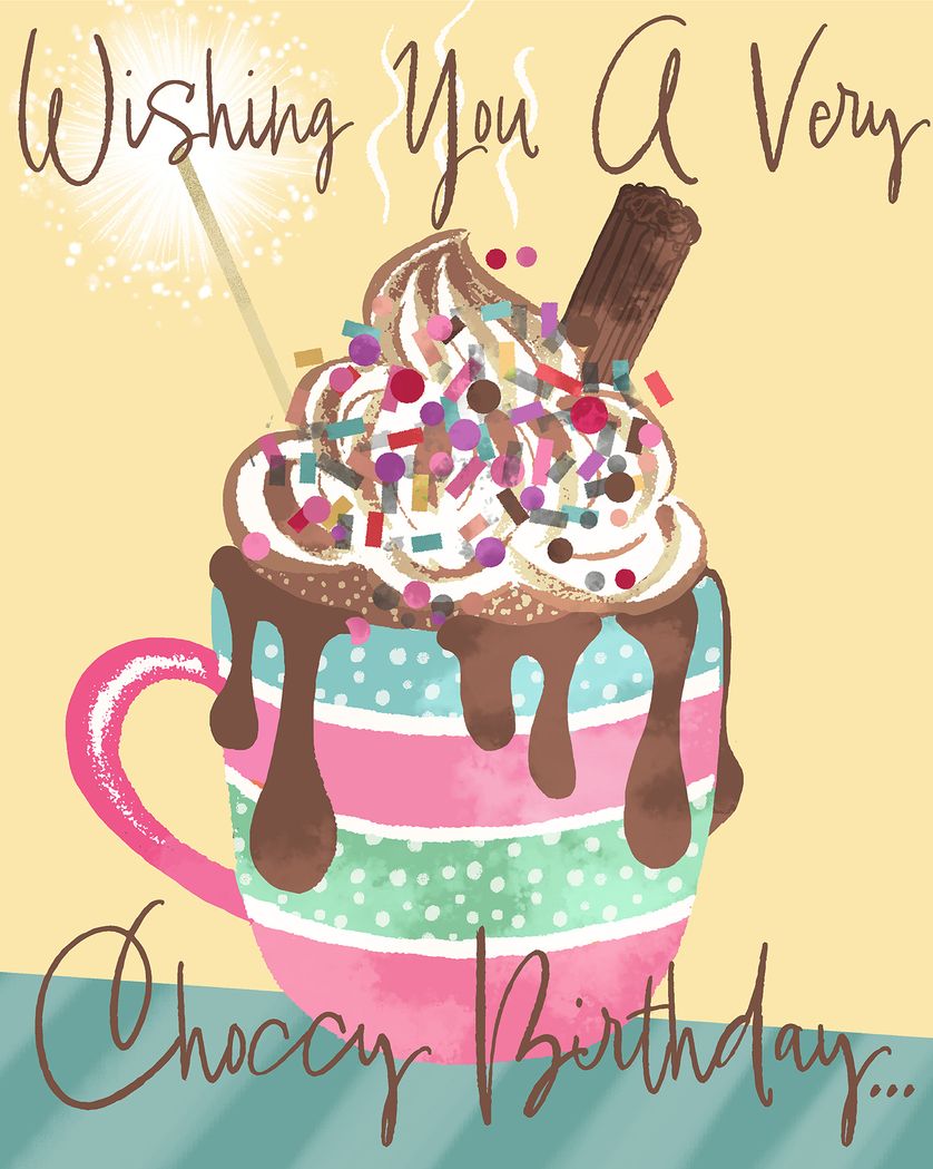 Card design "Hot Choc - group birthday ecard"