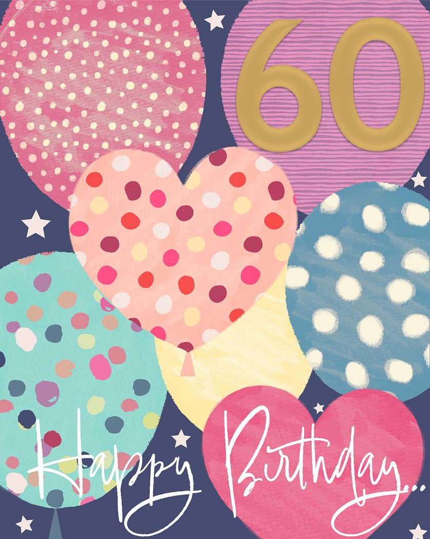 Card design "Golden number - group 60 Birthday ecard"