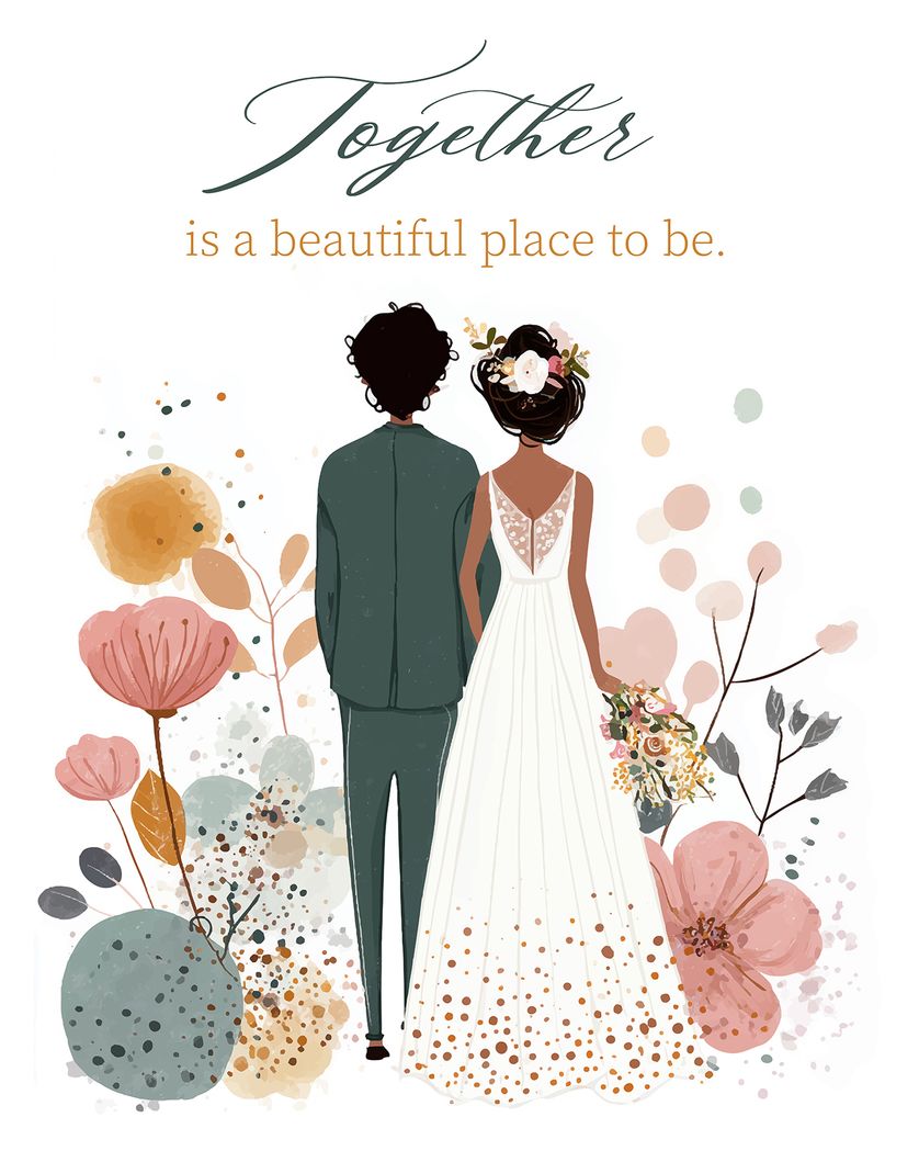Card design "Blooming love - group wedding ecard"