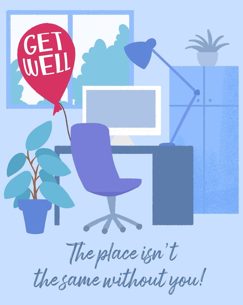 Card design "Blue room - group get well ecard"