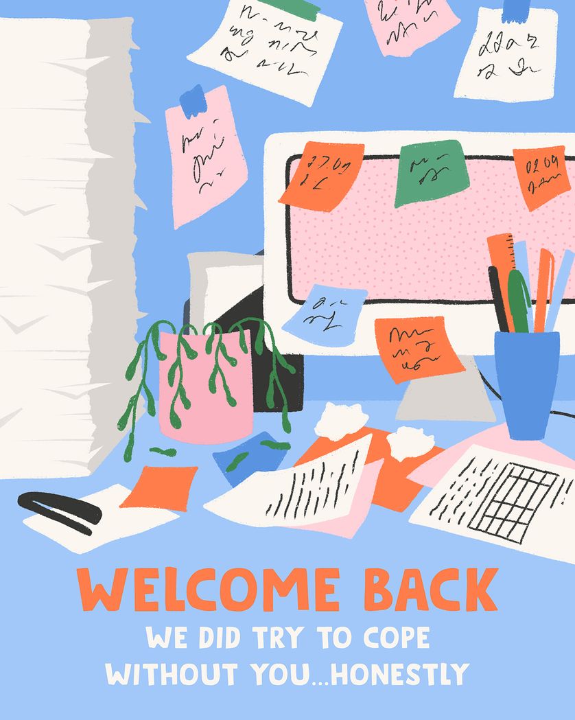 Card design "We didn't cope - group welcome back ecard"