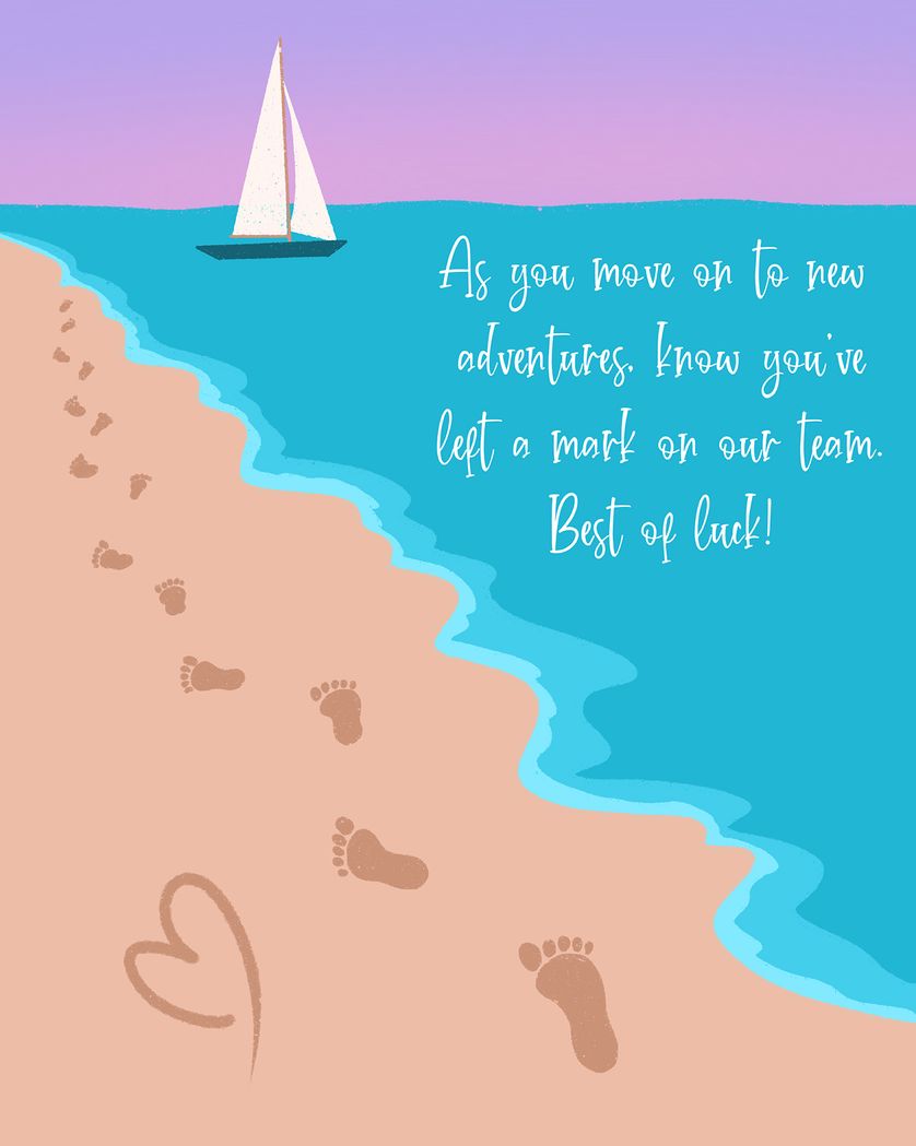 Card design "Footprints - group leaving ecard"