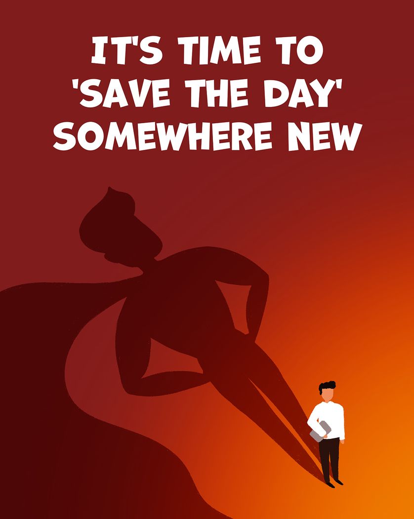Card design "Office superhero - group leaving ecard"