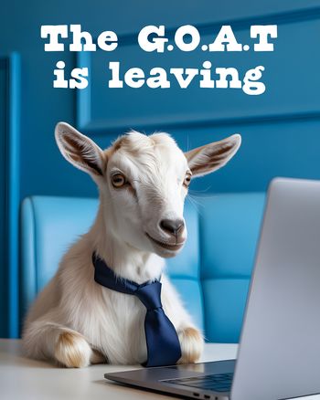 Use Goated - group leaving ecard