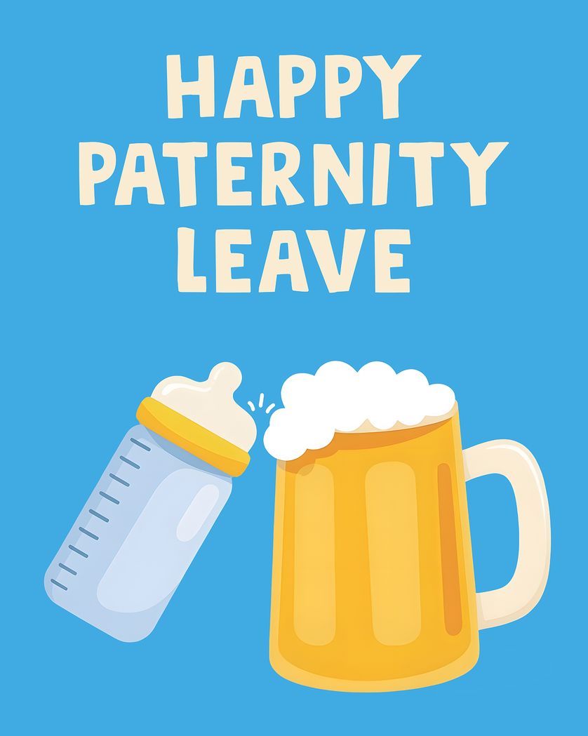 Card design "Cheers to fatherhood - group baby ecard"