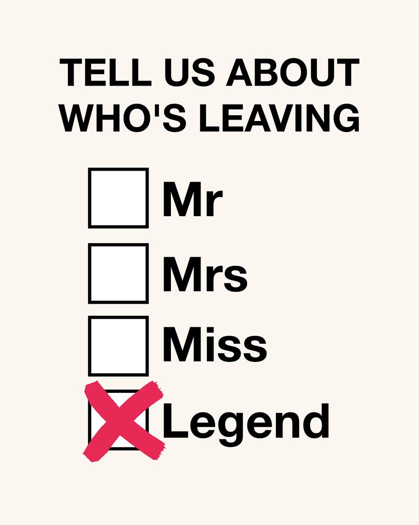 Card design "Tick box - group leaving ecard"