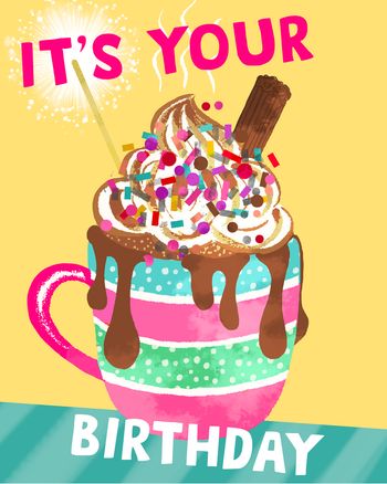 Use Hot choc treat - group birthday ecard