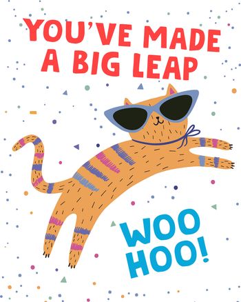Use Jumping kitty - group leaving ecard
