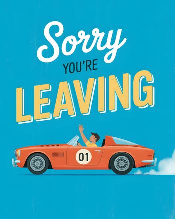 Use racing out the door - group leaving ecard