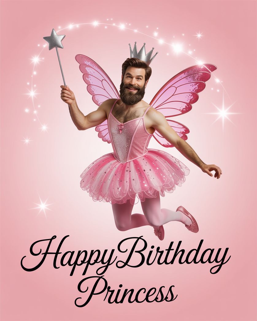 Card design "happy birthday princess face swap"