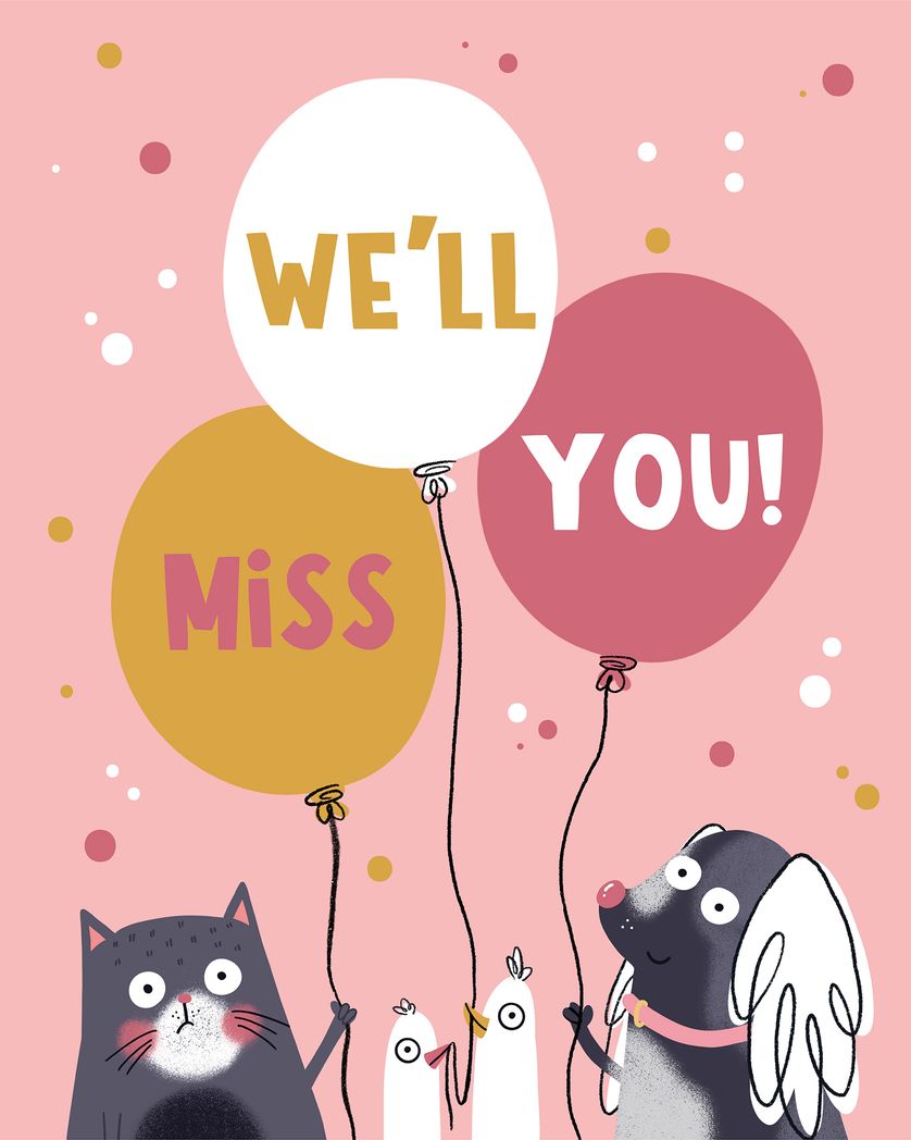 Card design "Sad Balloons - Group leaving ecard"